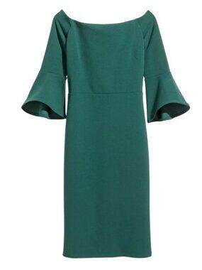 NWT H&M Emerald Green Off-Shoulder Women's Midi Dress Size XS